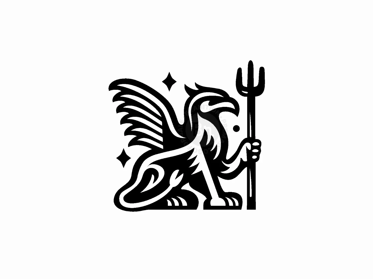 Grifin Trident Monochrome Character Logo