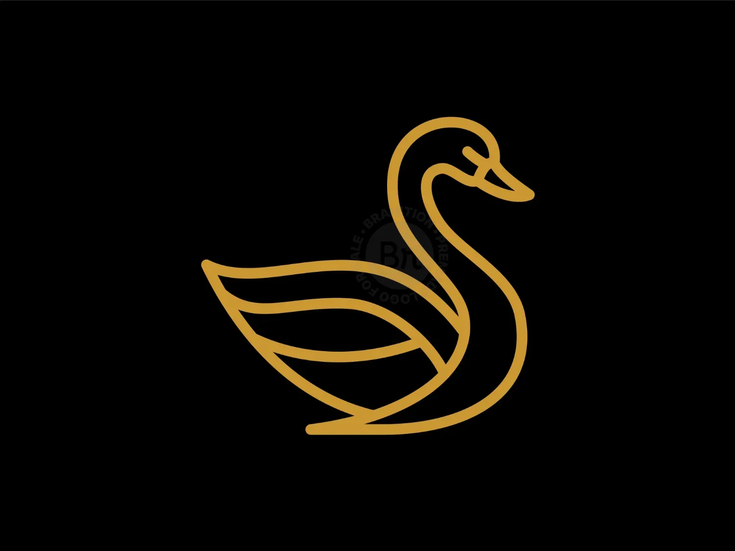 Elegant Golden Swan Monoline Logo