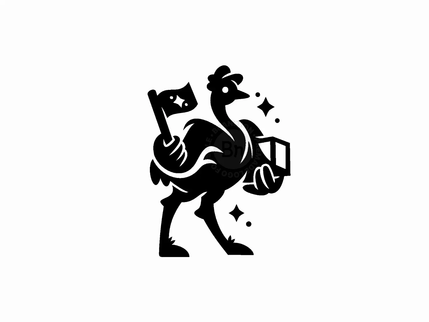 Ostrich Flag Logo Package Delivery