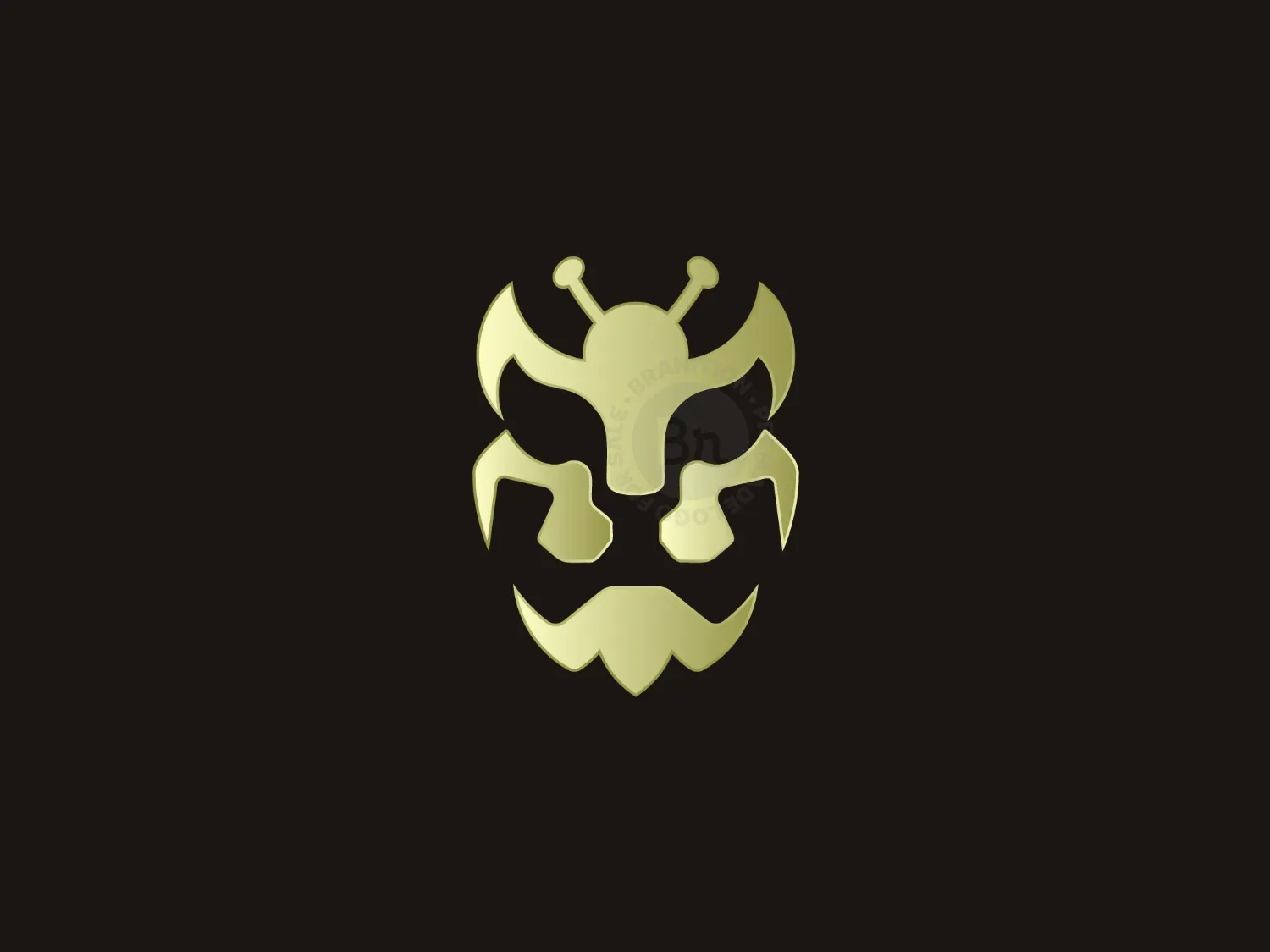 Golden Lion Face Insect Logo