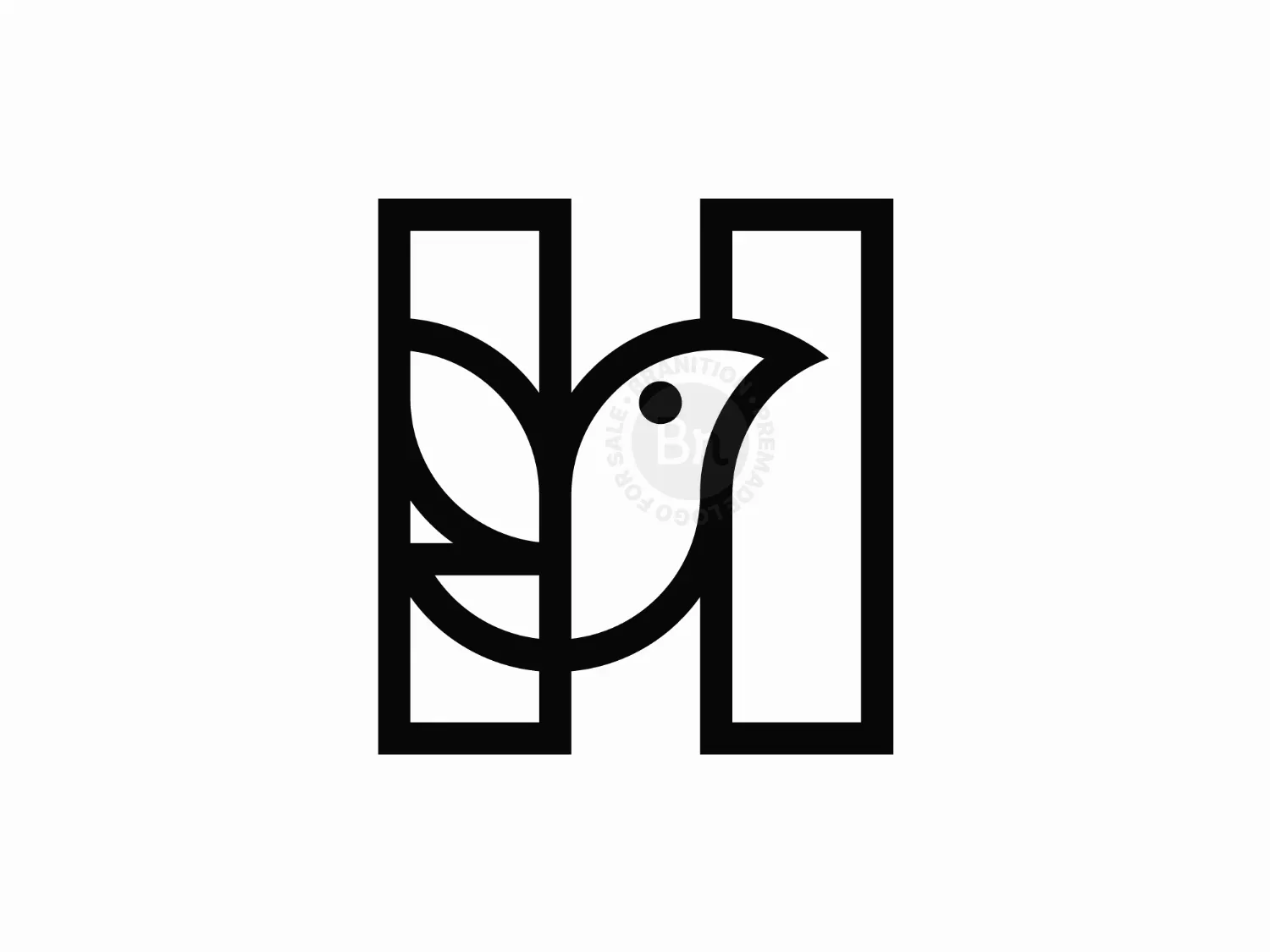 Minimalist H Bird Letter Mark Logo