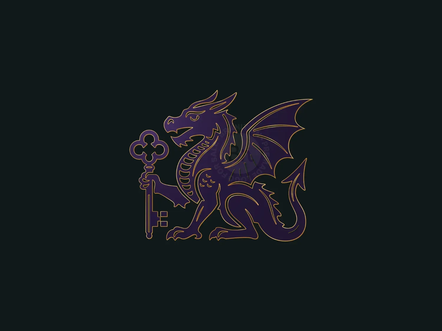 Luxurious And Premium Heraldic Dragon Key Logo