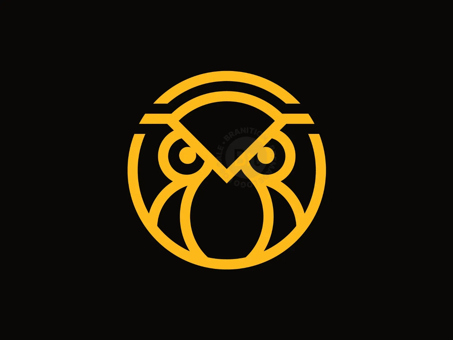 Owl Mark Logo In Minimalist Circle