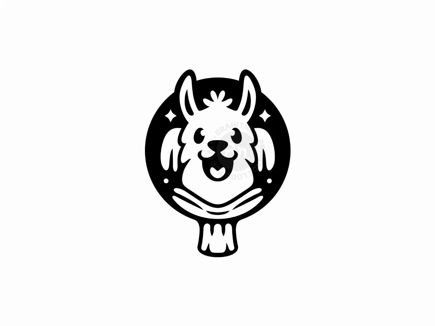 Winter Llama Head Character Logo