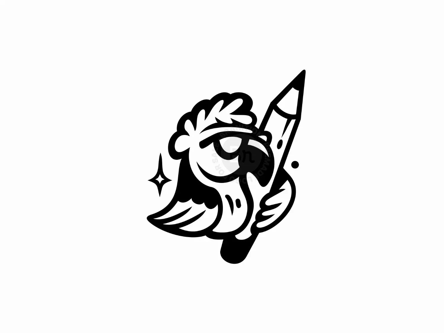 Parrot Pencil School Character Logo