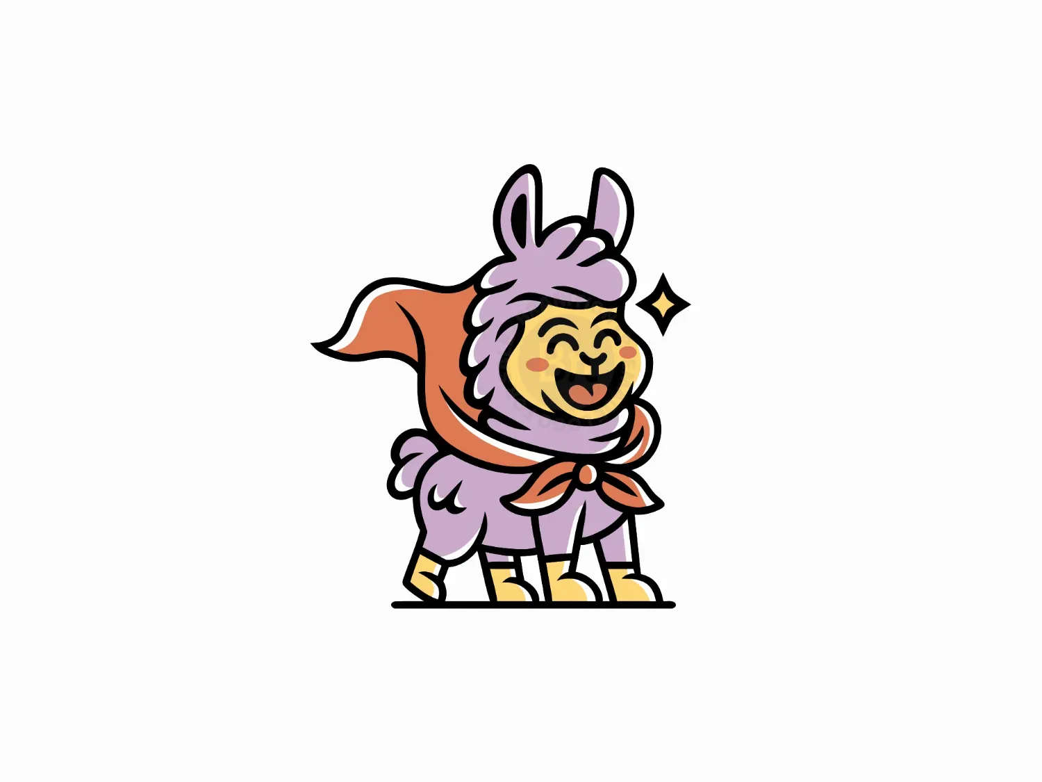Llama Hero Cute Character Logo