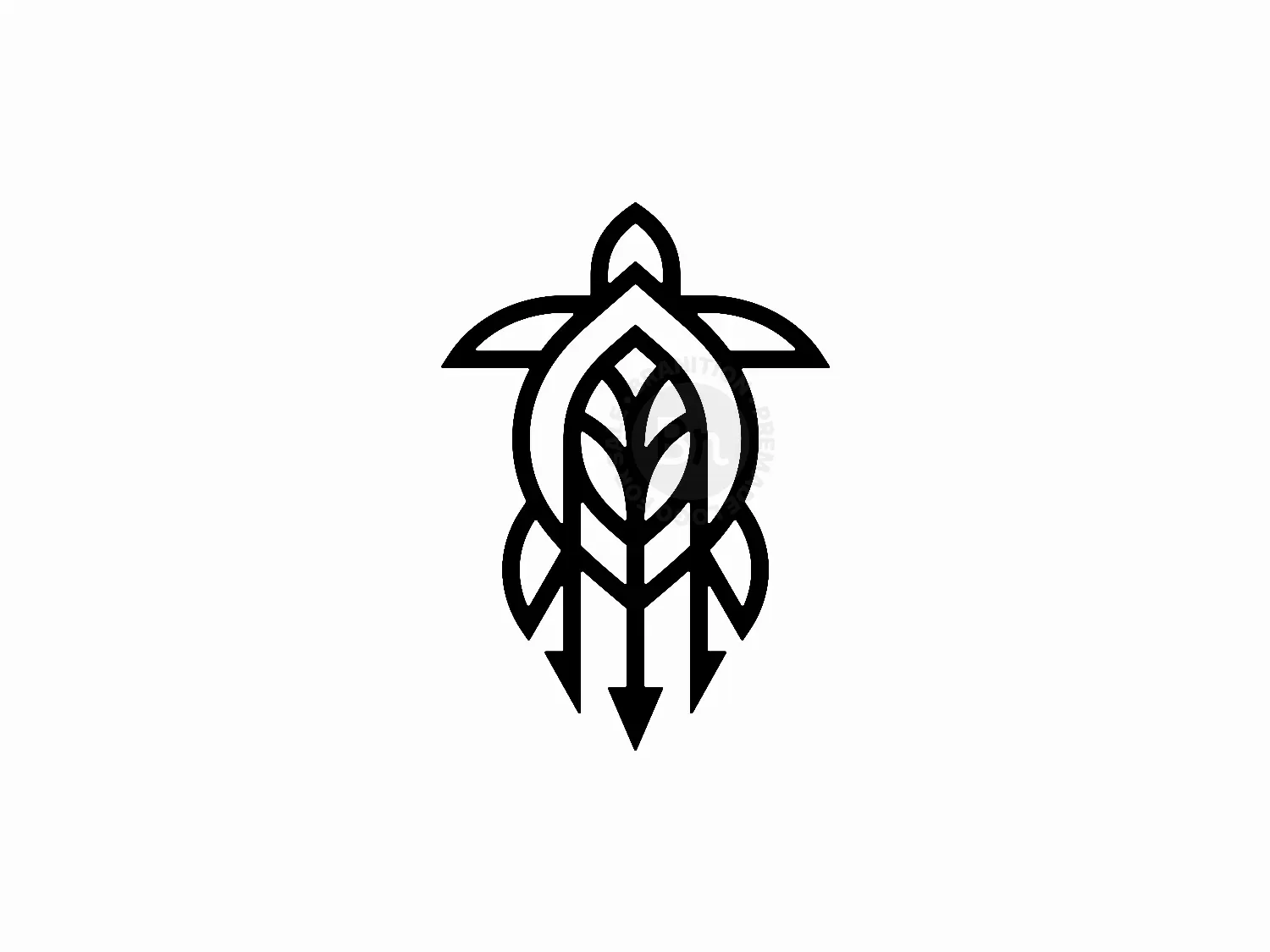 Turtle Leaf Trident Symbolic Logo
