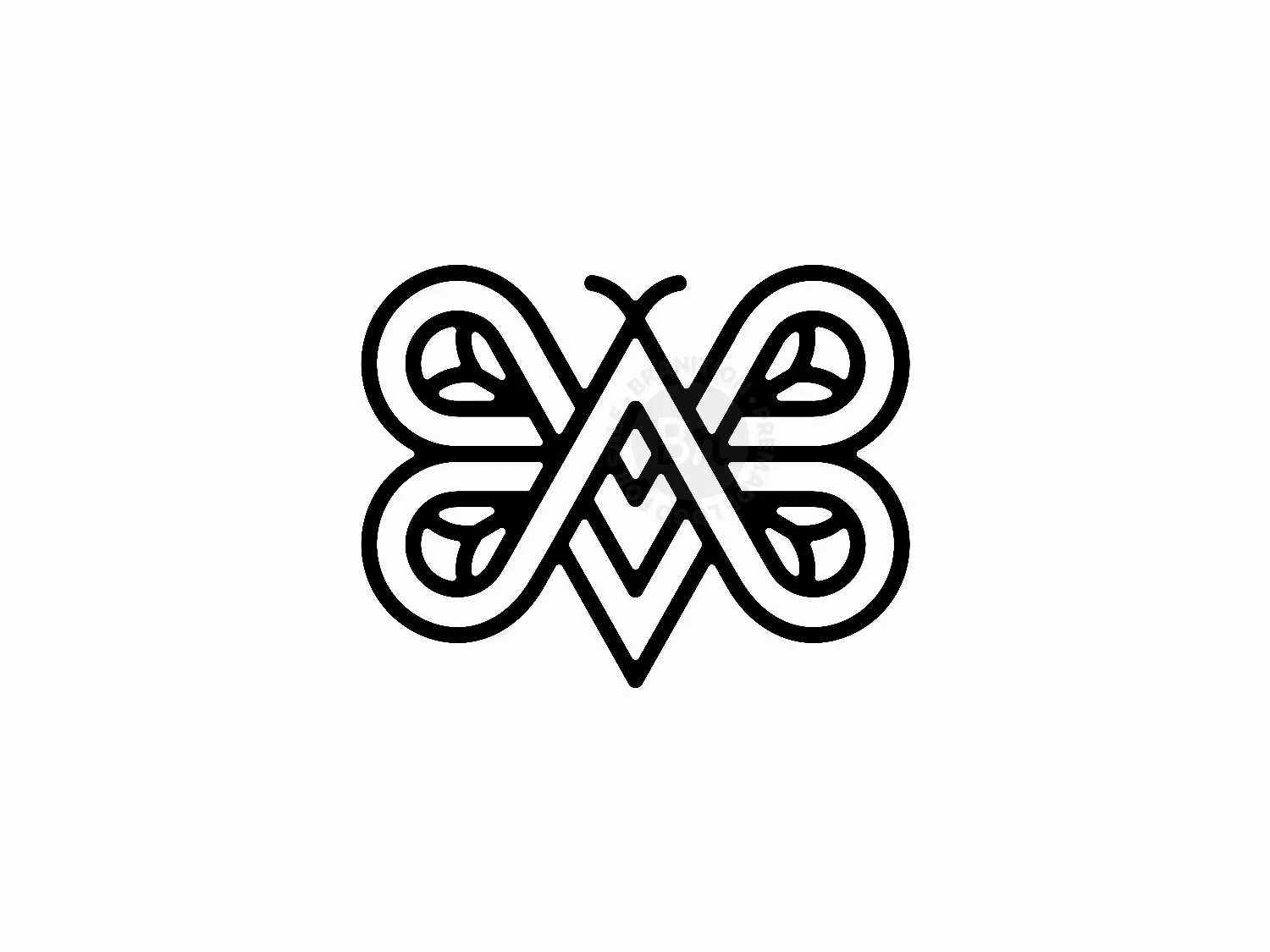 Letter A Bee Leaf Monoline Geometric Logo