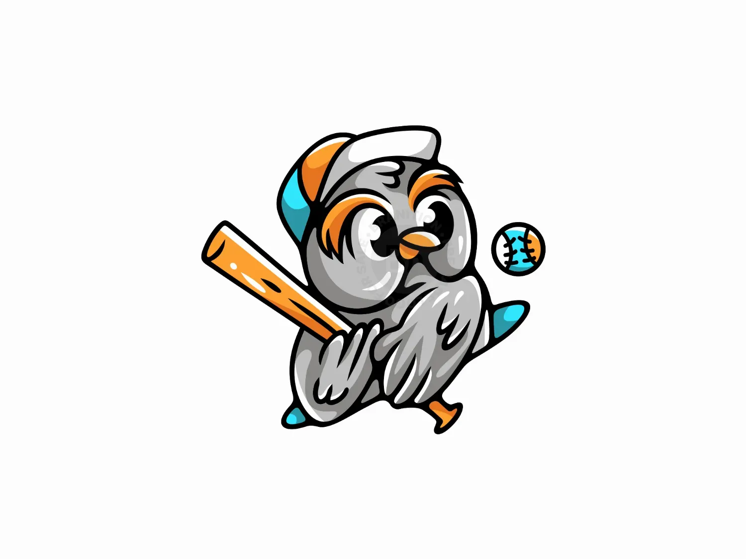 Owl Sports Baseball Mascot Logo