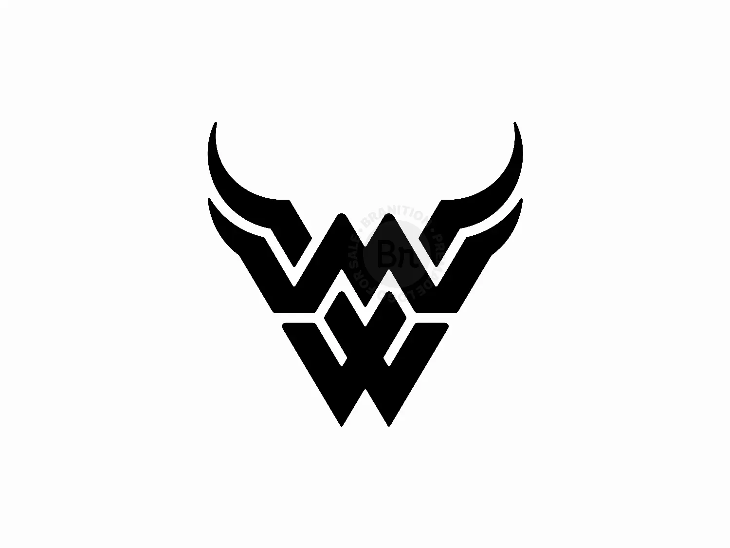 Letter MW WM Horn Bull Head Logo