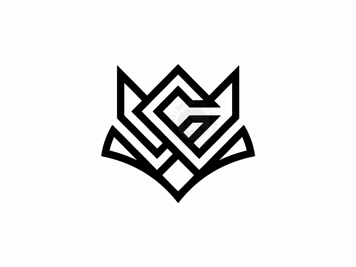 Letter WC CW Fox Crown Monoline Logo