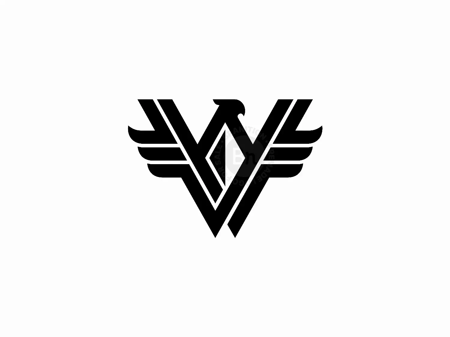 Letter V Eagle Bird Diamond Logo