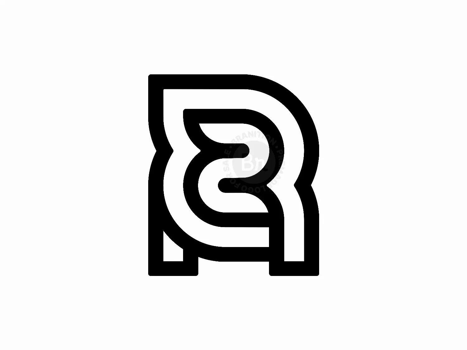 Letter R2 Number 2R Monoline Logo