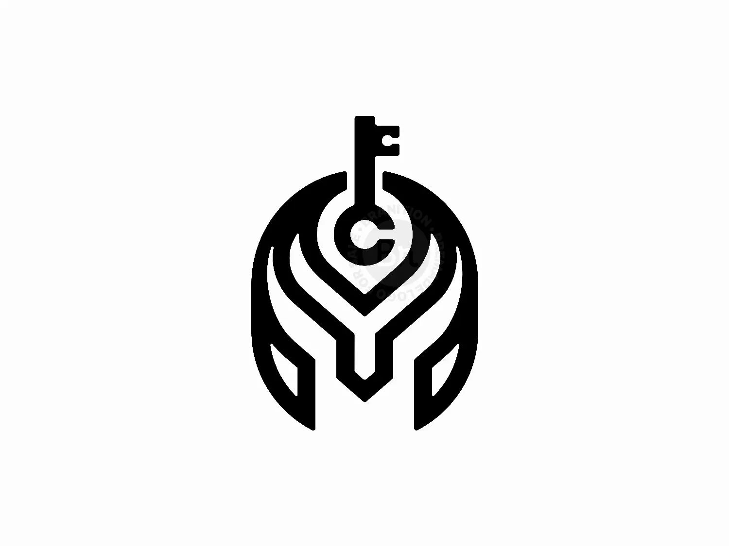 Letter C Spartan Helm Key House Dynamic Line Logo