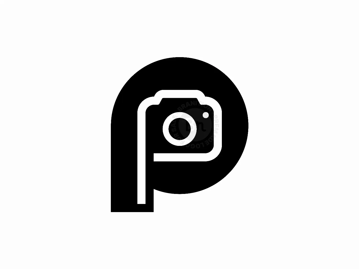 Letter P Camera Lens Monogram Logo