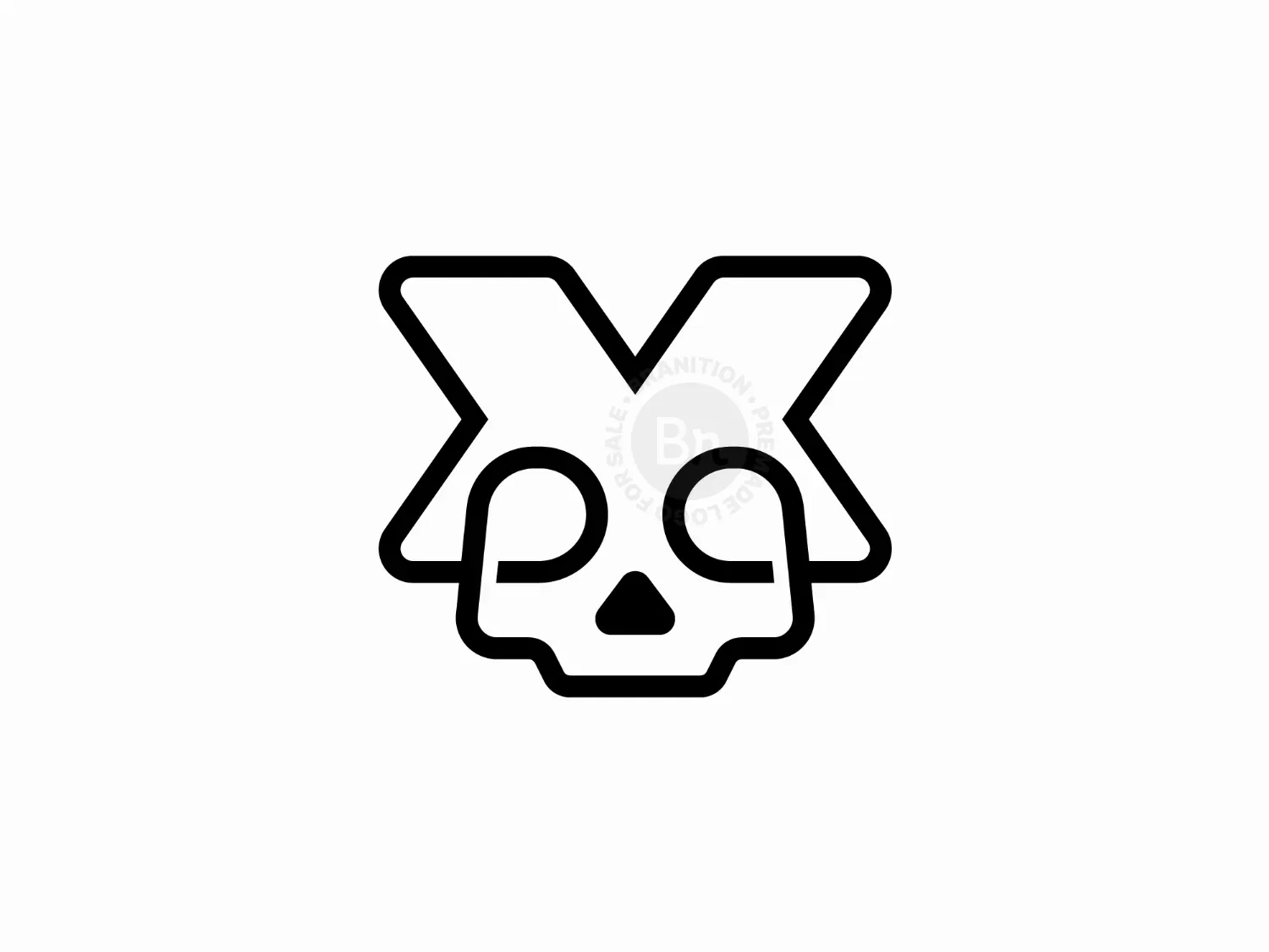 Monoline Monogram Letter X Skull Logo