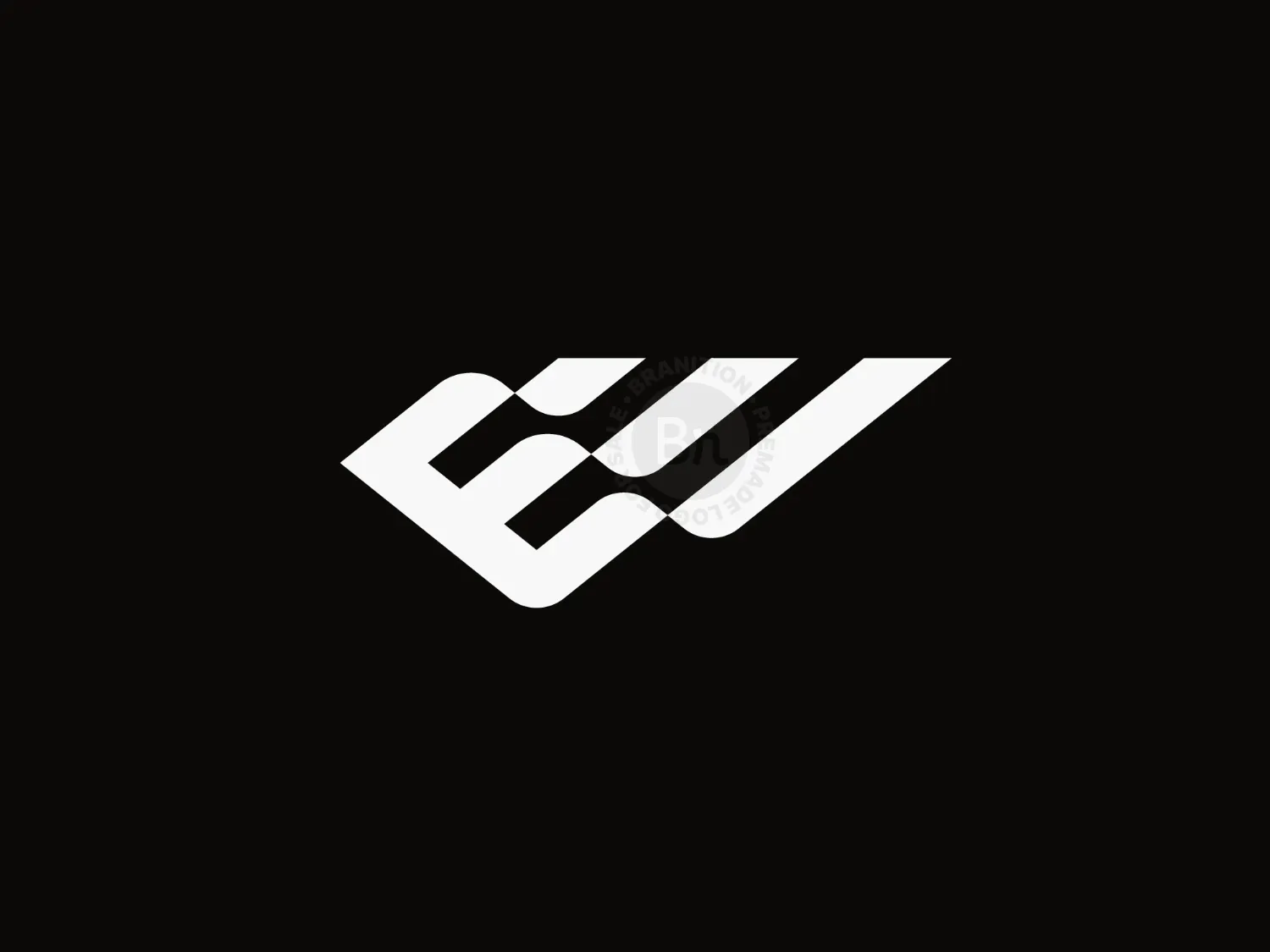 Modern Geometric Letter E W EW Flag Logo