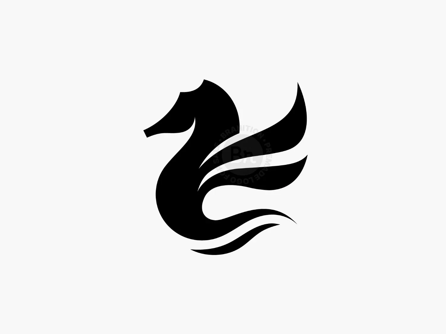 Modern Luxury Seahorse Winged Wave Logo