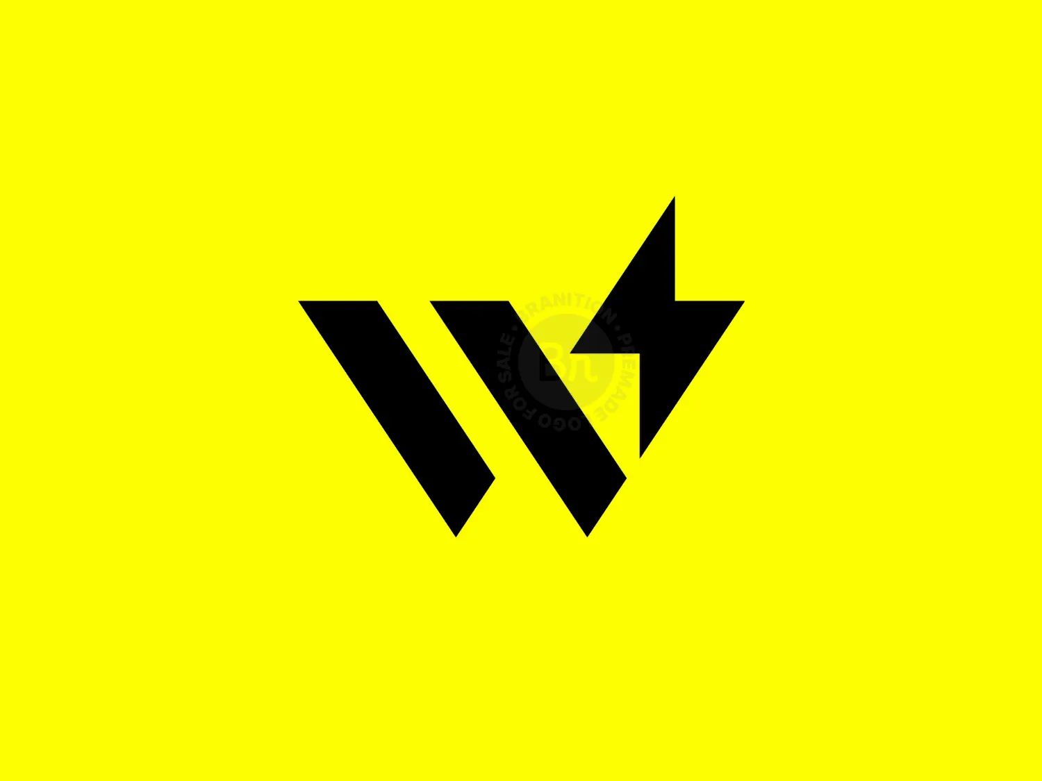 Modern Geometric Letter W Lightning Bolt Watt Logo
