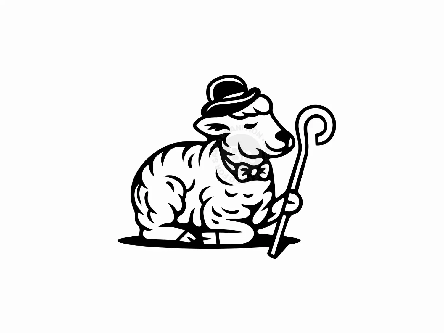 Vintage Sheep Wool Character Logo