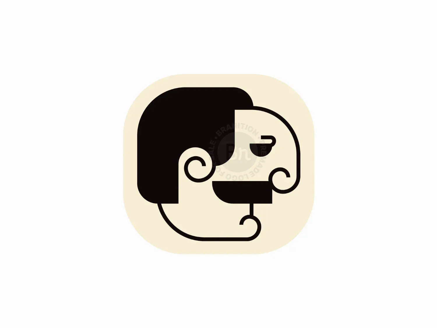 Minimalistic Portrait Of A Mustachioed Man Logo