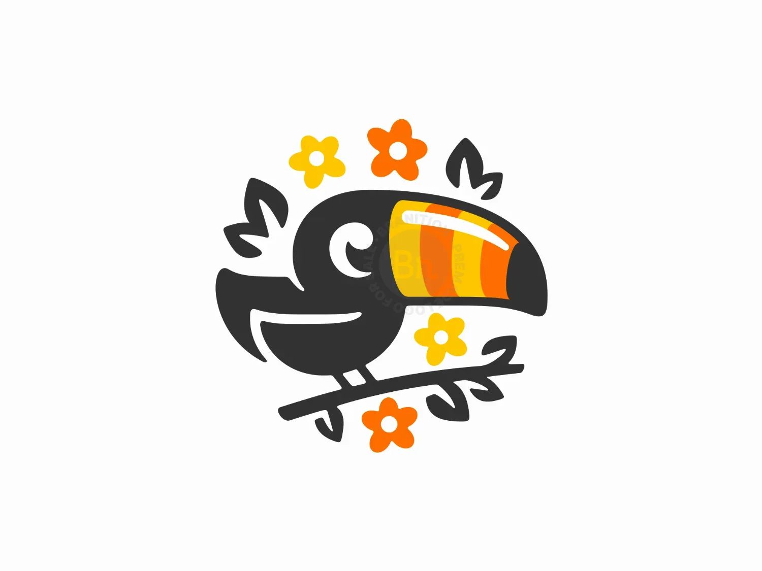 Happy Toucan Cartoon Bird Logo