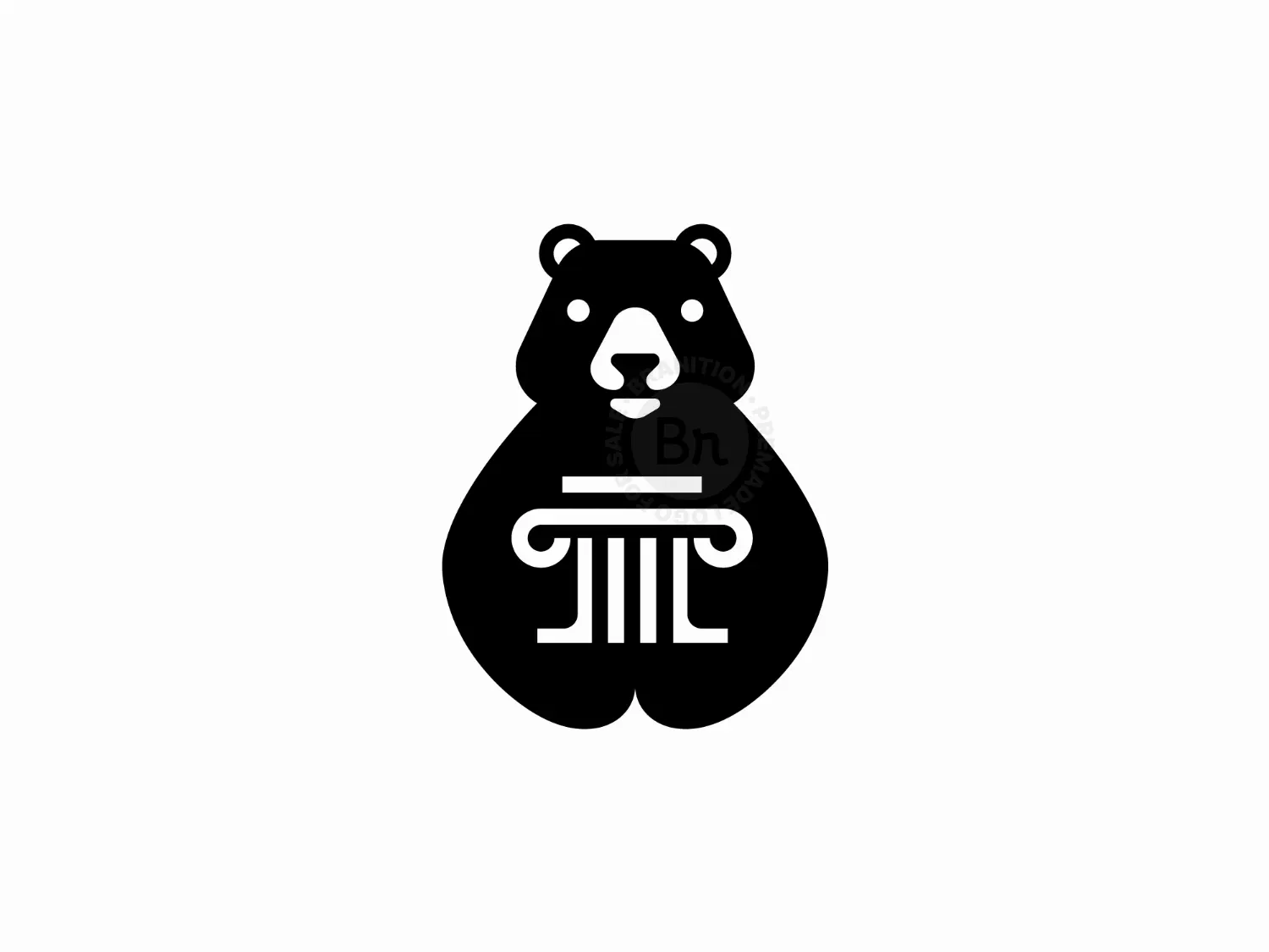 Modern Black And White Bear Pillar Logo