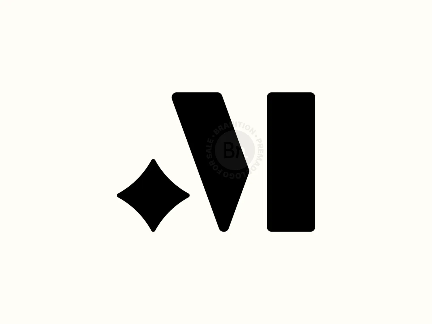 Abstract M Logo With Star, Modern Tech Monogram // For Sale