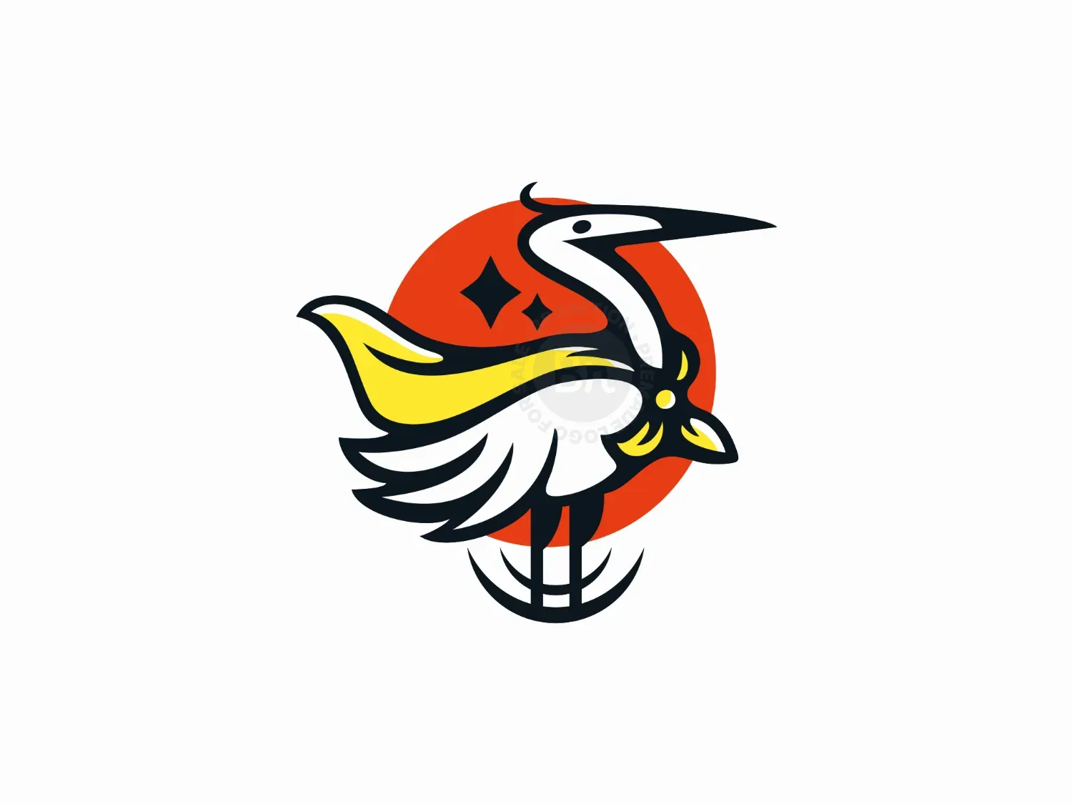 Bird Heron Hero Sunset Logo