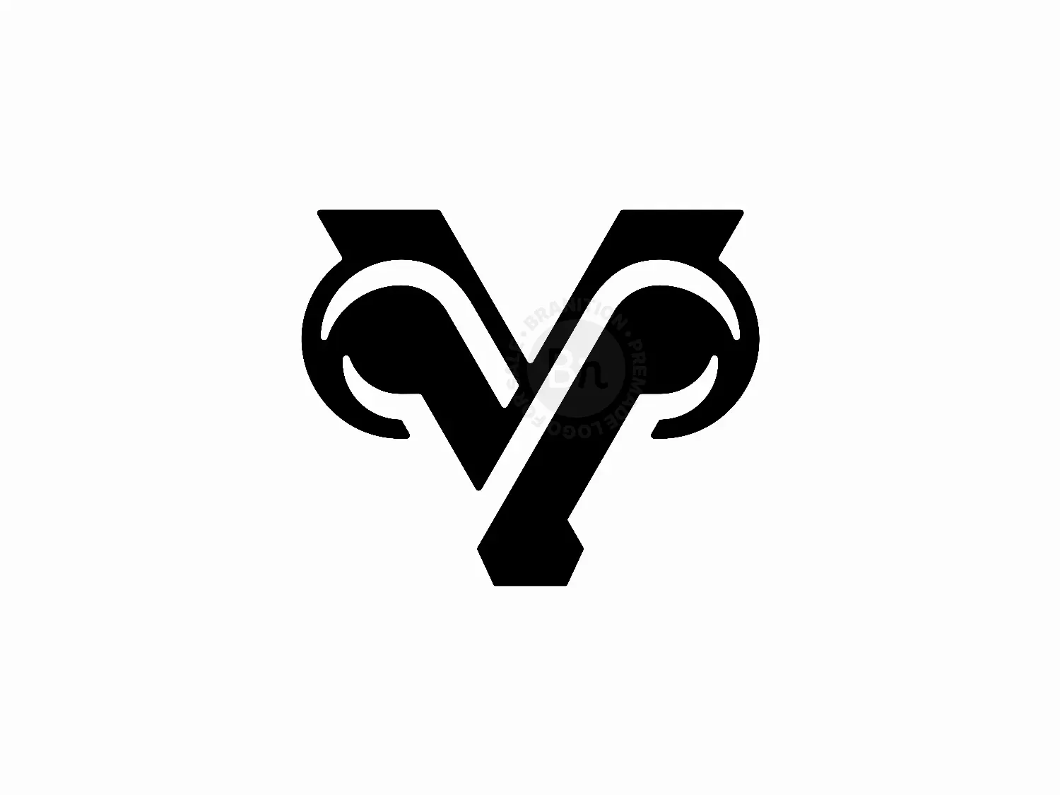 Letter V Goat Head Modern Line Monogram Logo