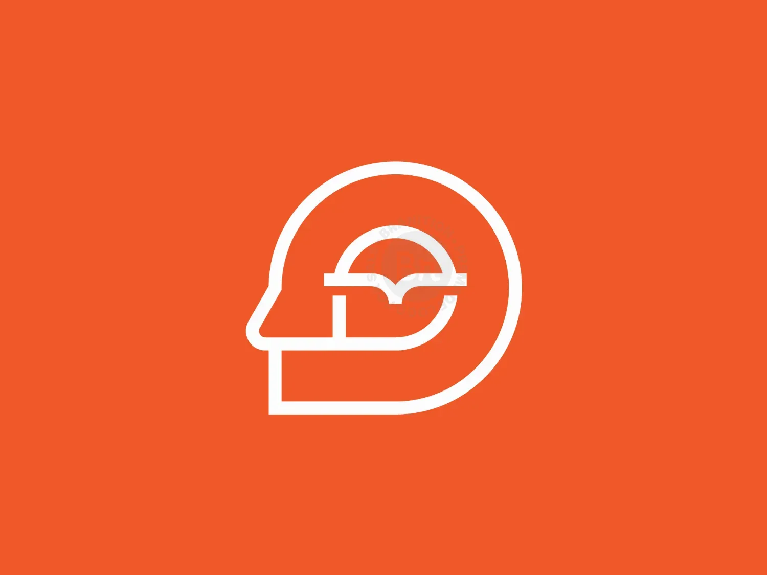 Modern Monoline Owl Human Brain Logo