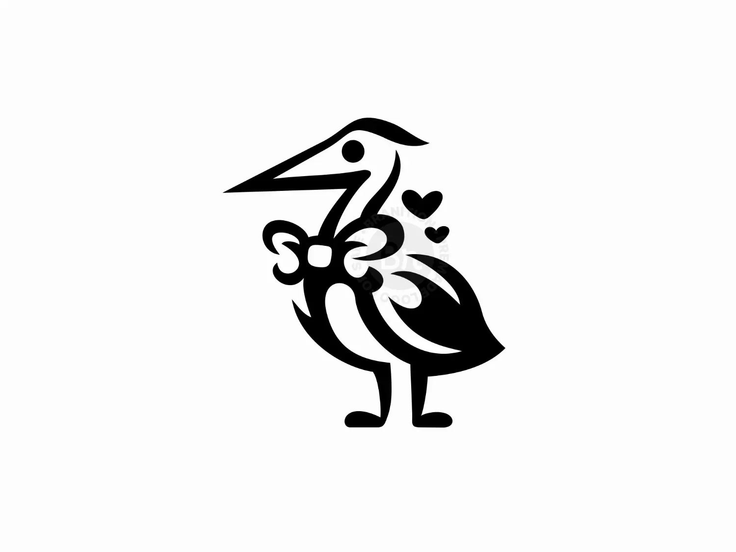 Heron Monochrome Classic Bird Logo