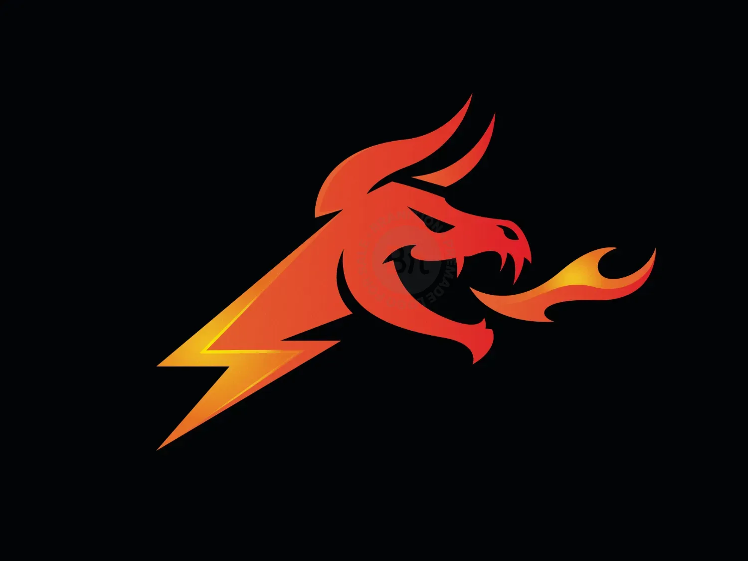 Dragon Power Lightning Thunder Logo