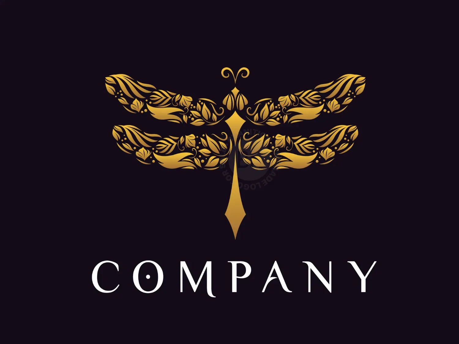 Ornamental Dragonfly Luxury Floral Logo