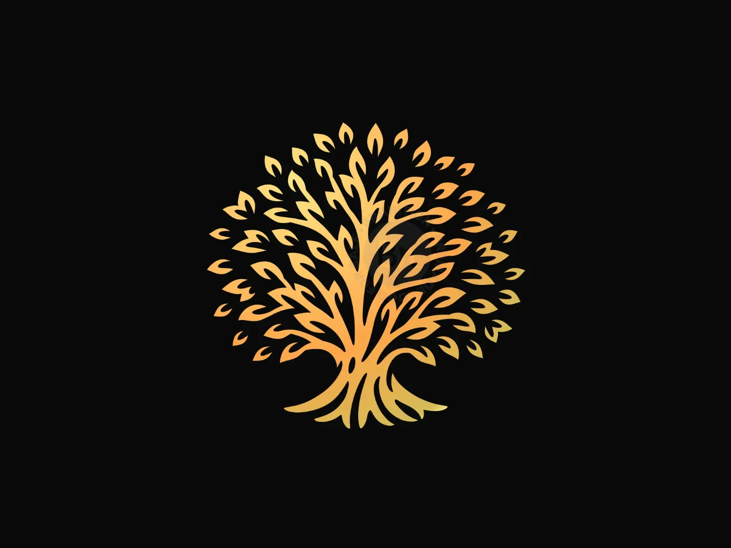 Grow Radiant Gold Luxury Tree Logo