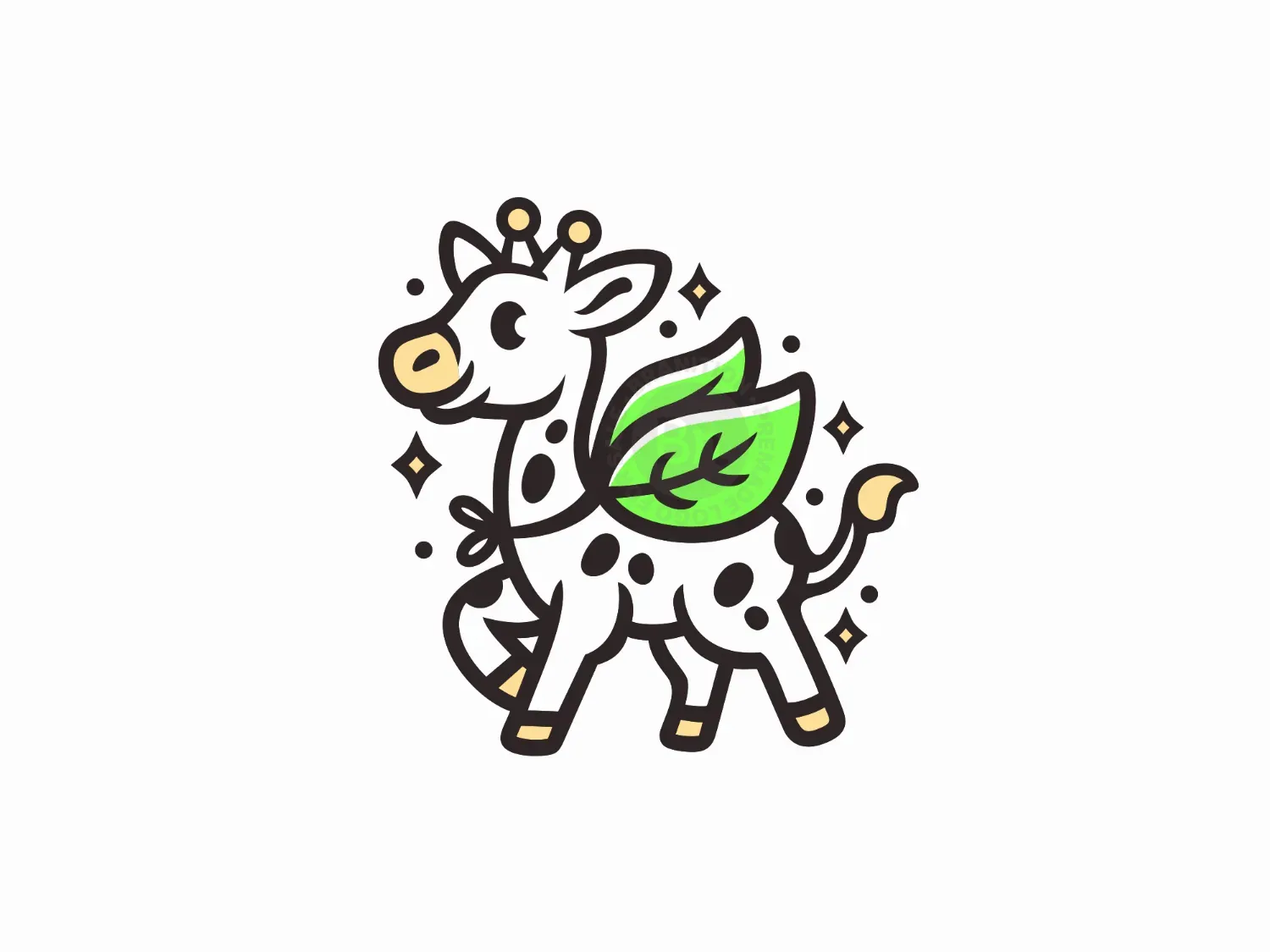 Cute Leaf Wing Giraffe Logo
