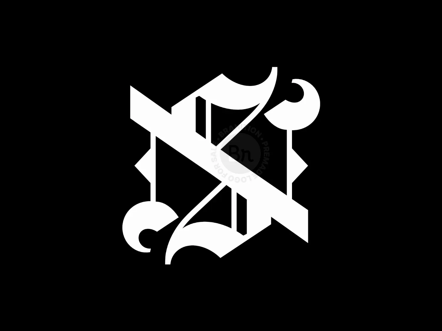 Ambigram Letter NS Gothic Old English Logo Style