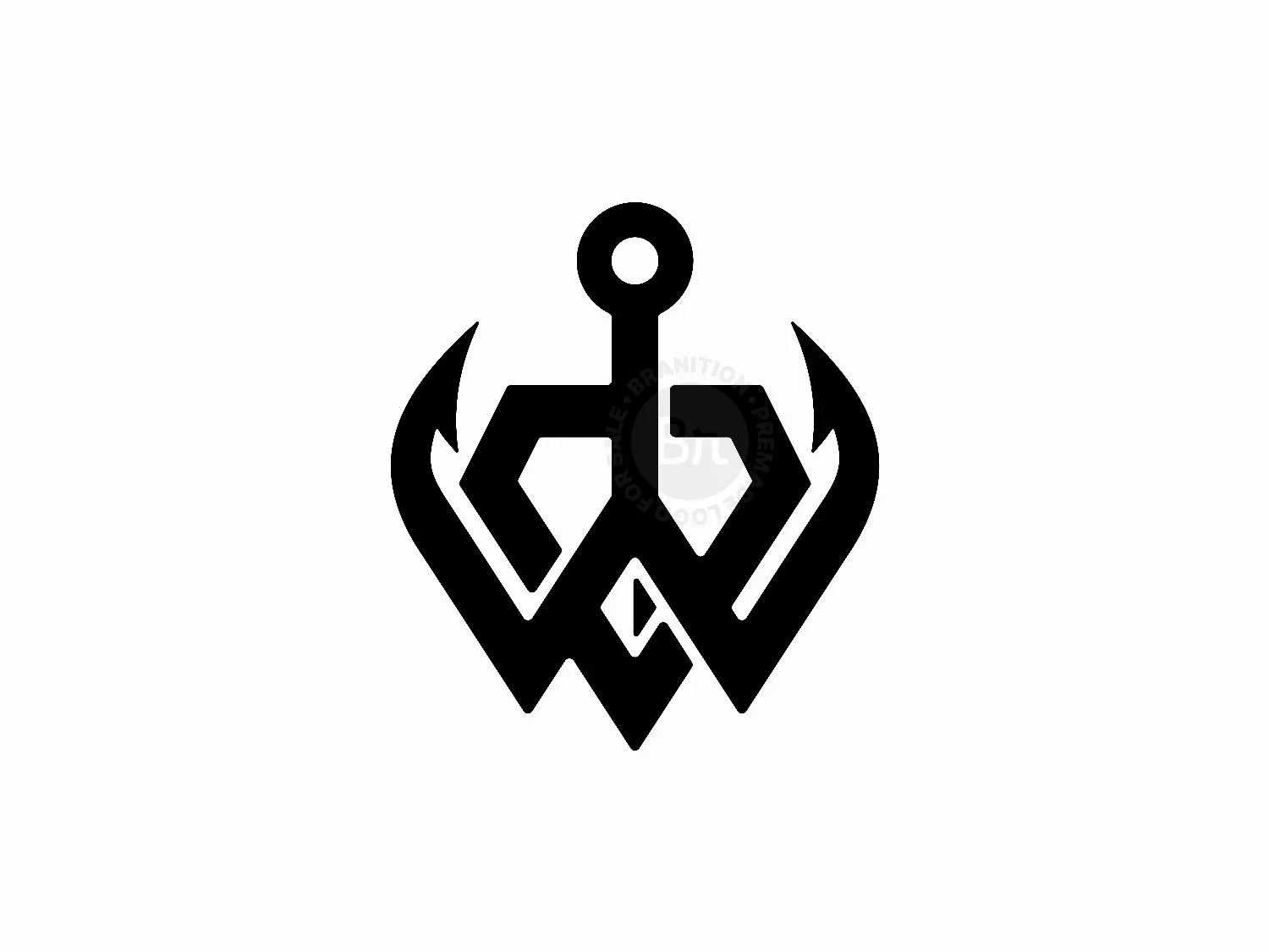 Letter W Anchor Diamond Spear Monogram Logo