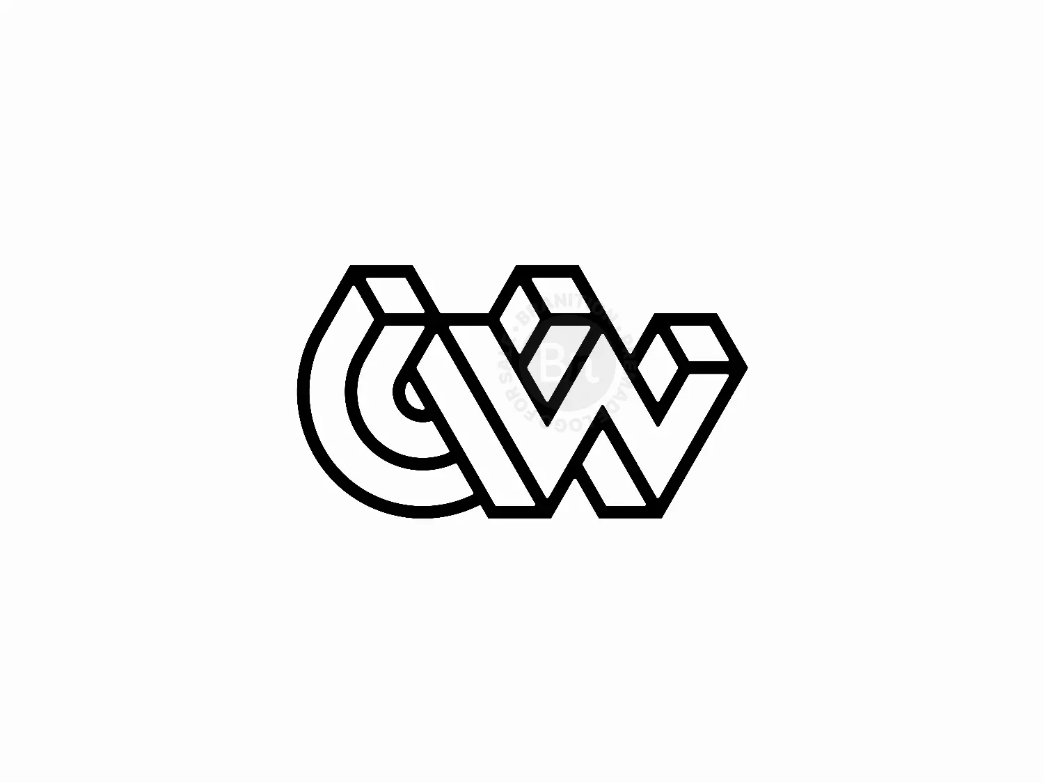 Letter UW Initial WU Geometric Line Monogram Logo