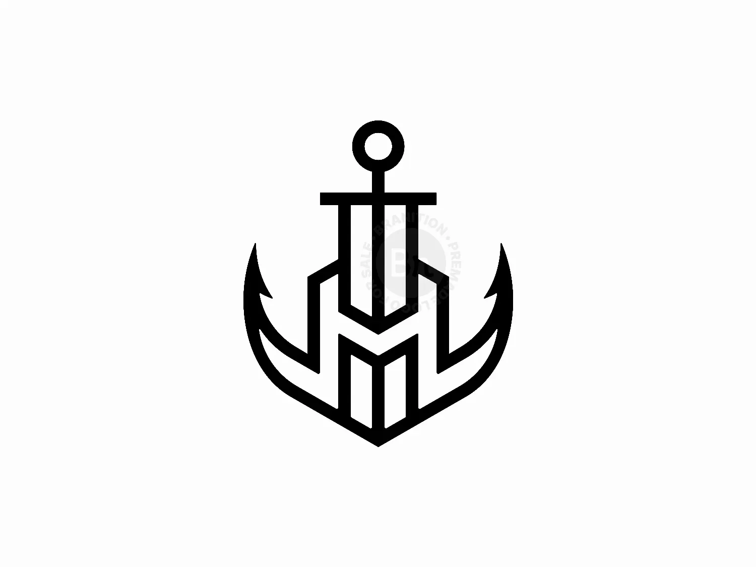 Letter M Anchor Sword Weapon Monogram Logo