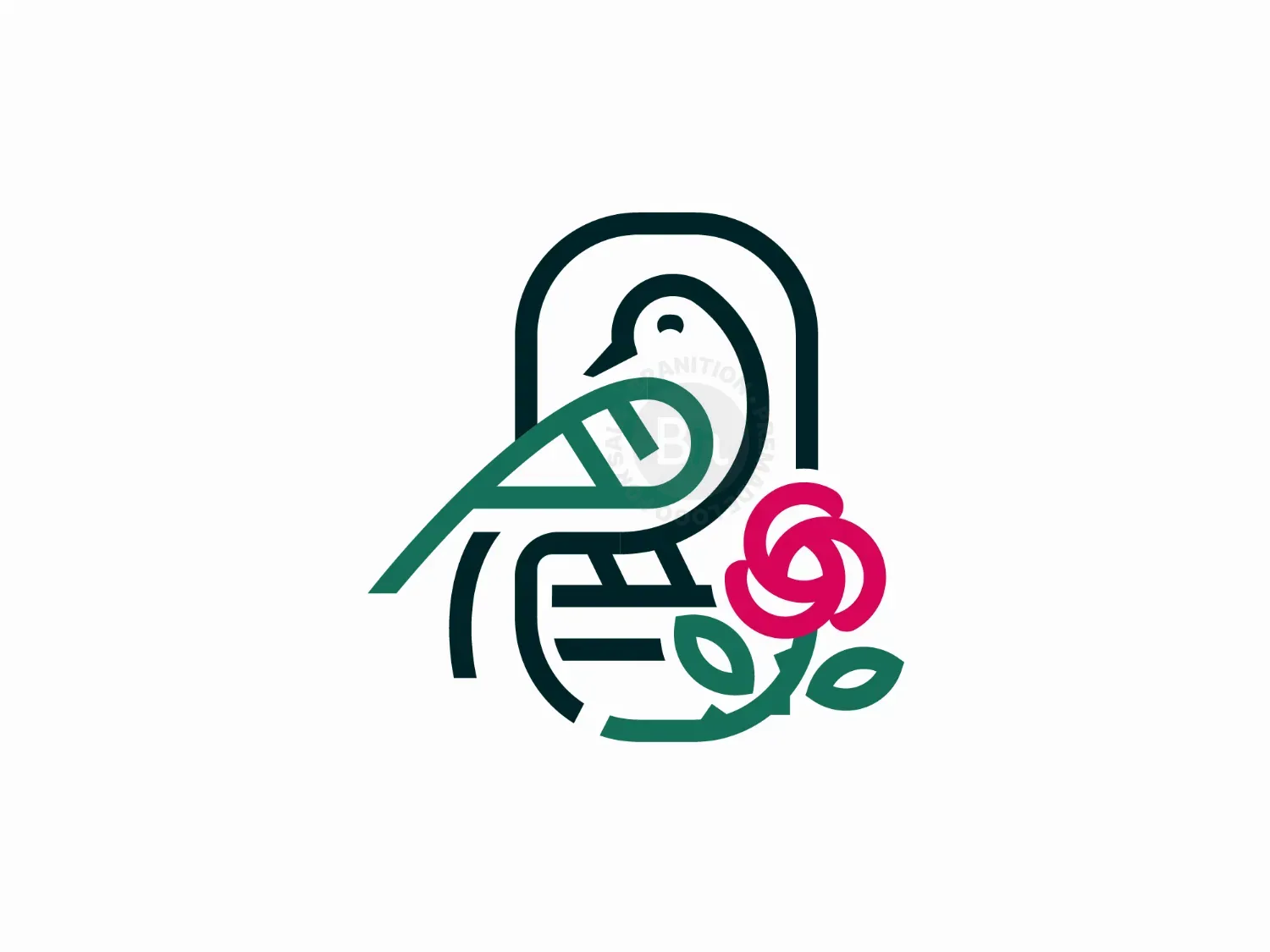 Minimalist Bird And Rose Nature Logo