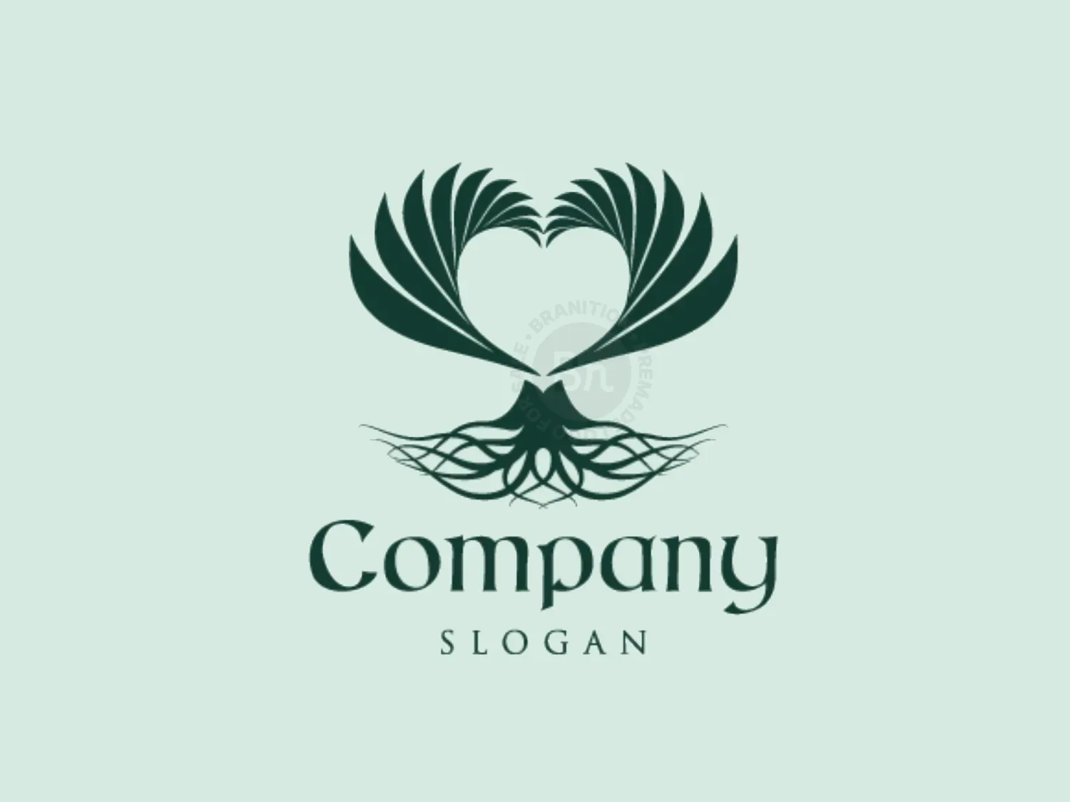 Heart Shaped Rooted Tree Logo