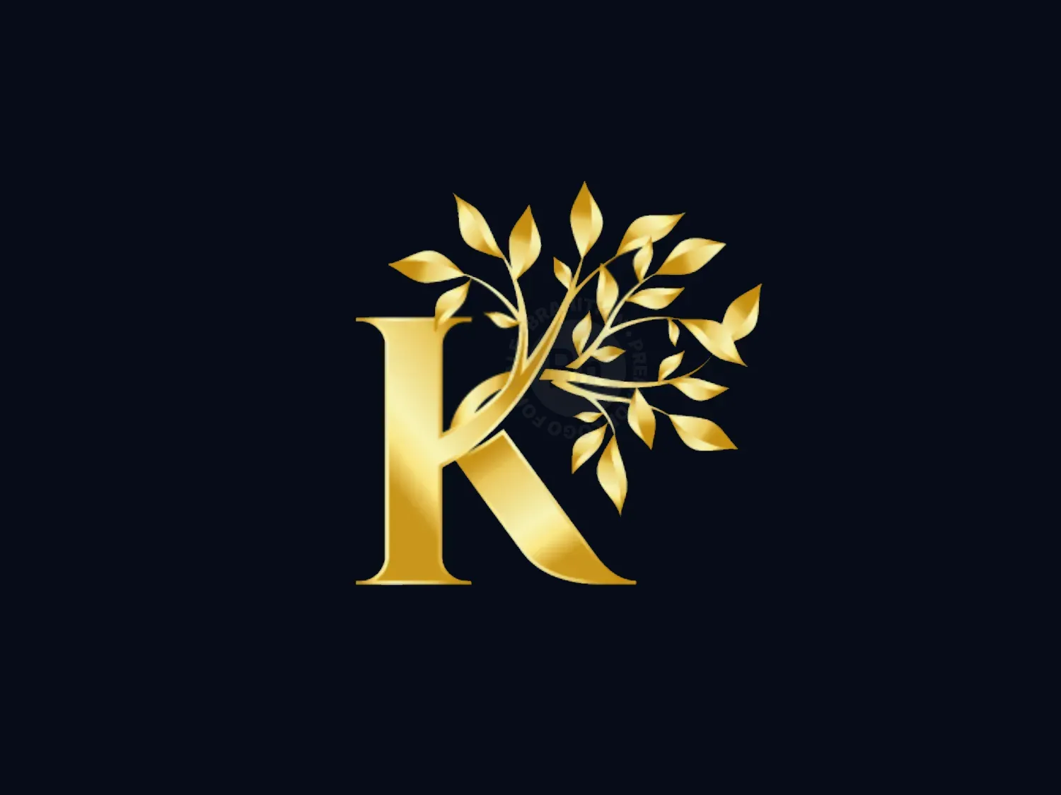 Letter K Golden Tree Logo