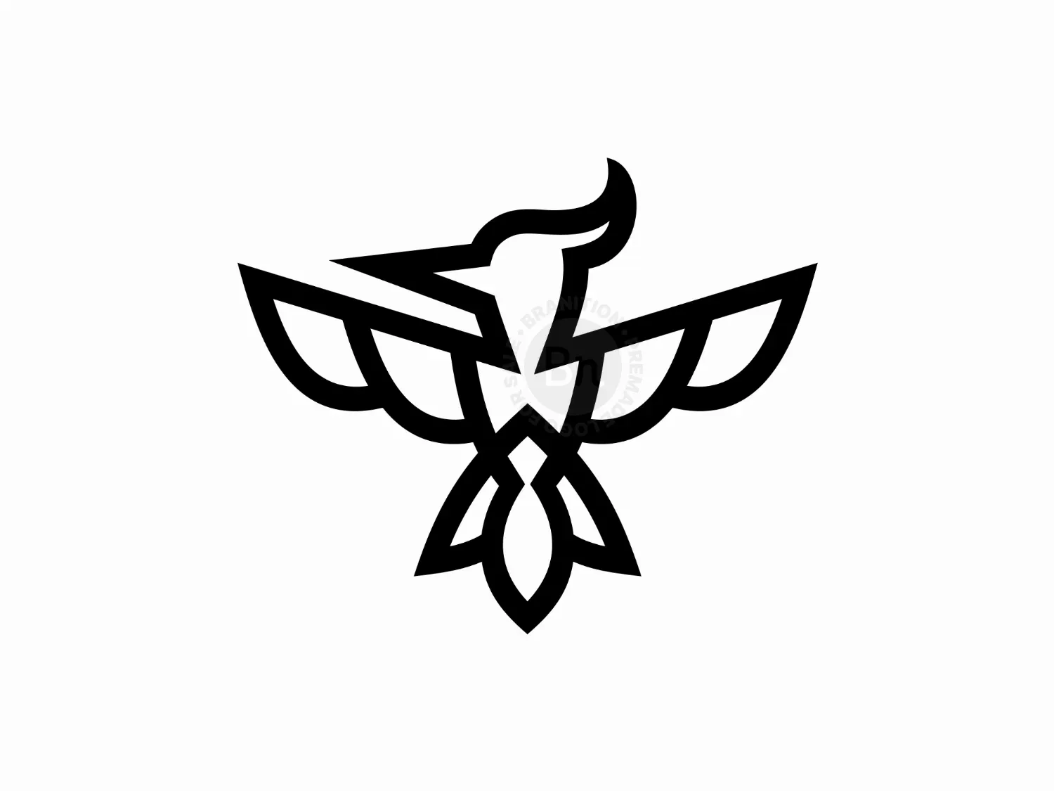 Lotus Outline Woodpecker Bird Logo