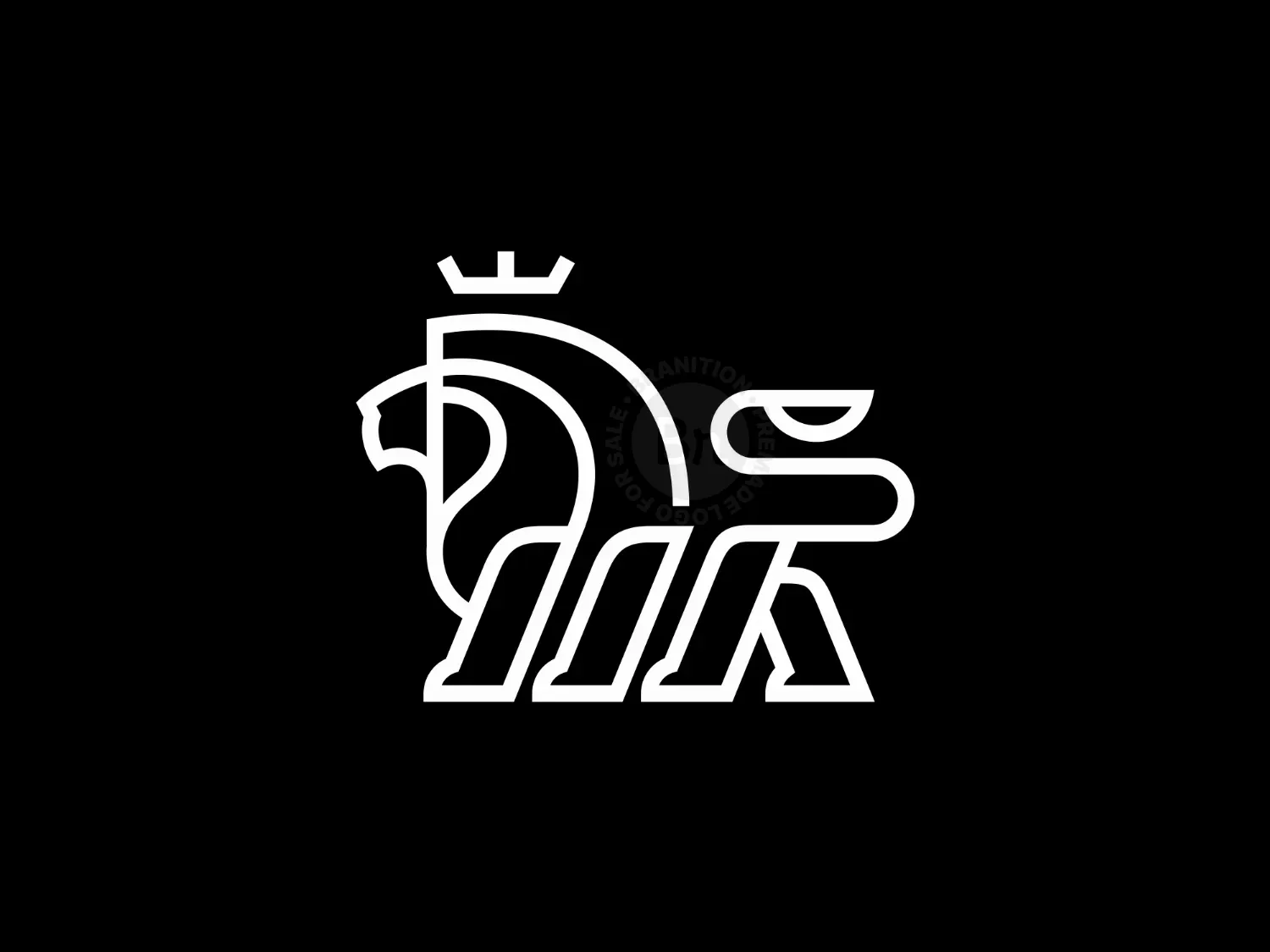 Line Style Royal Crowned Lion Logo