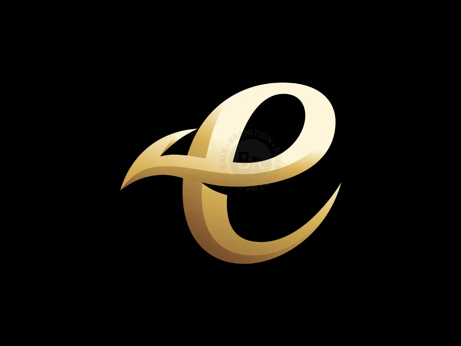 Letter E Bird Gold Head Logo