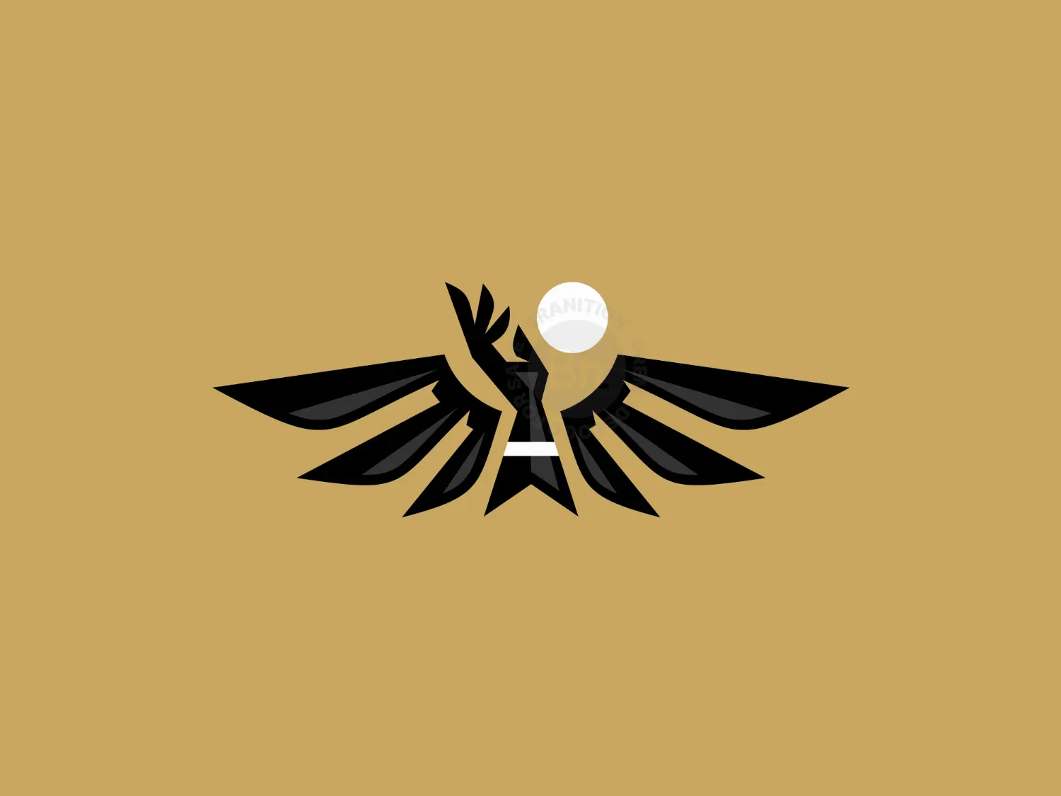 Winged Hand Reaching A Moon Or Sun Logo