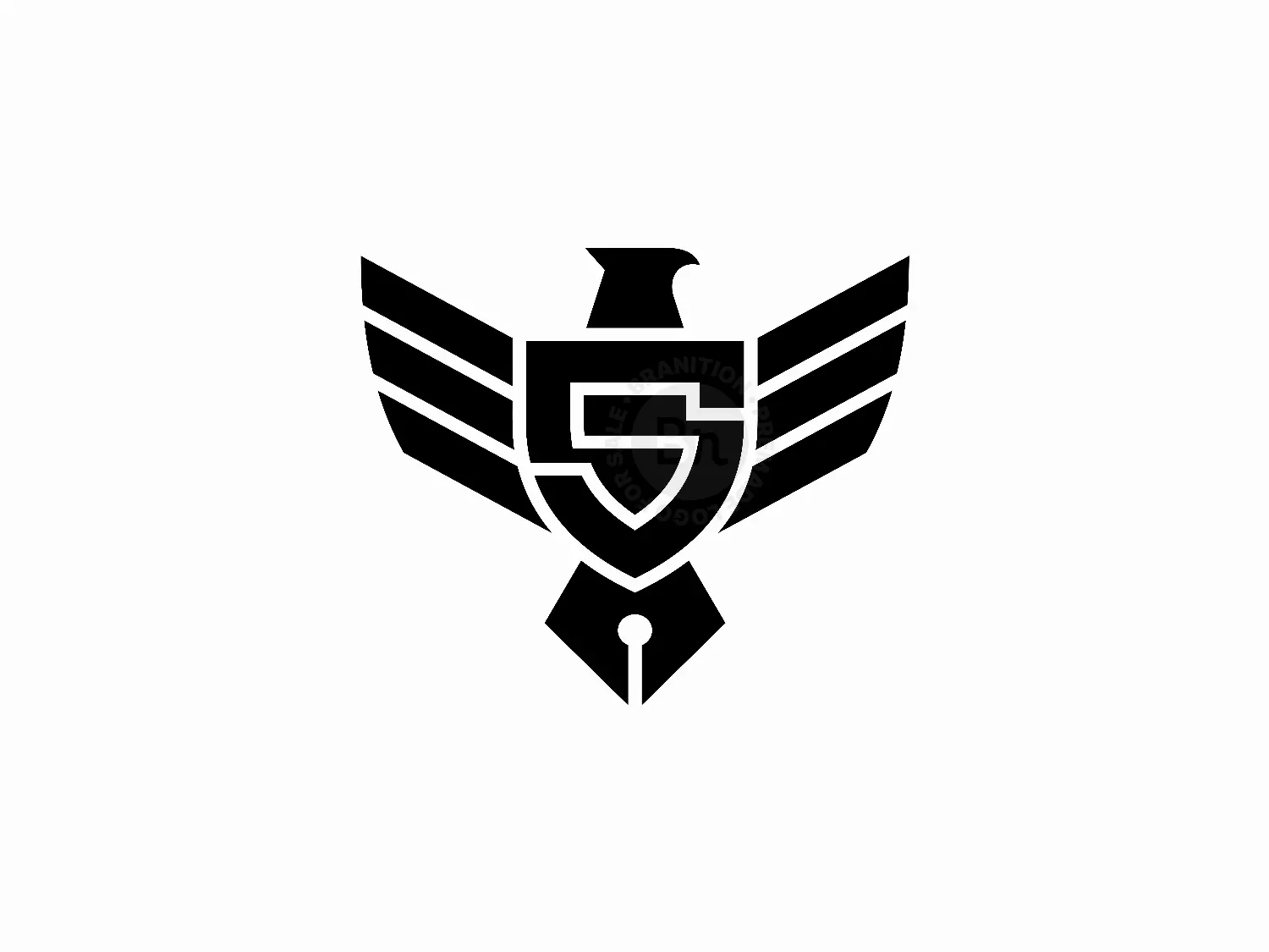 Letter S Eagle Bird Shield Pen Monogram Logo