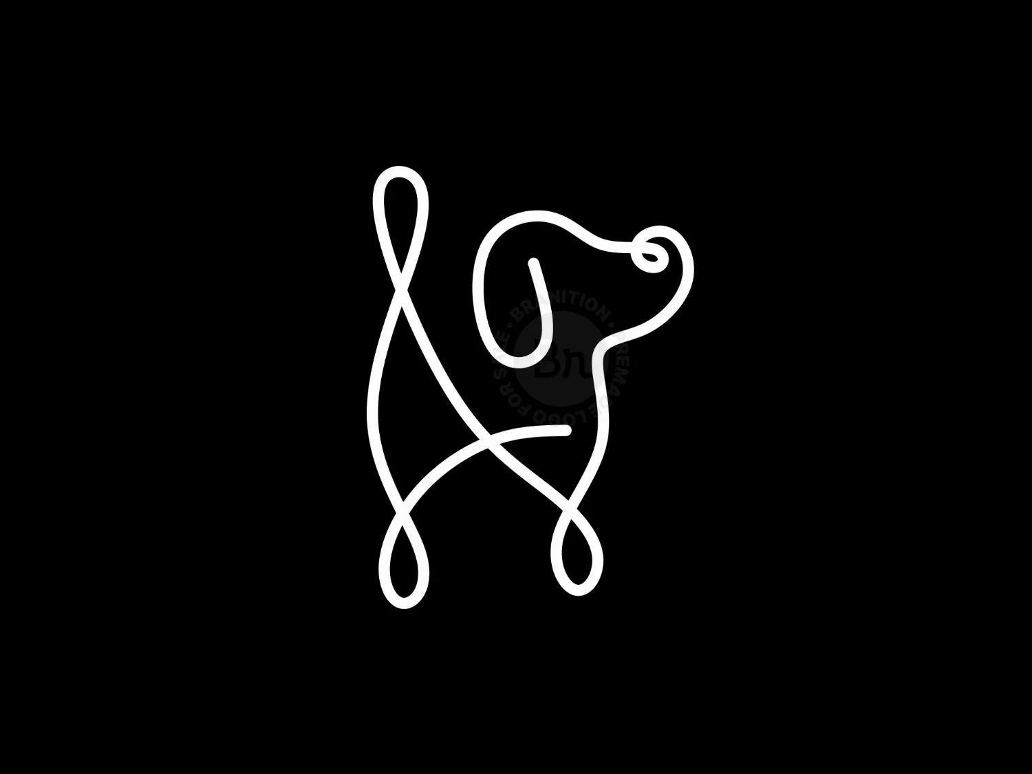 Dog Signature Lineart Letter A Logo