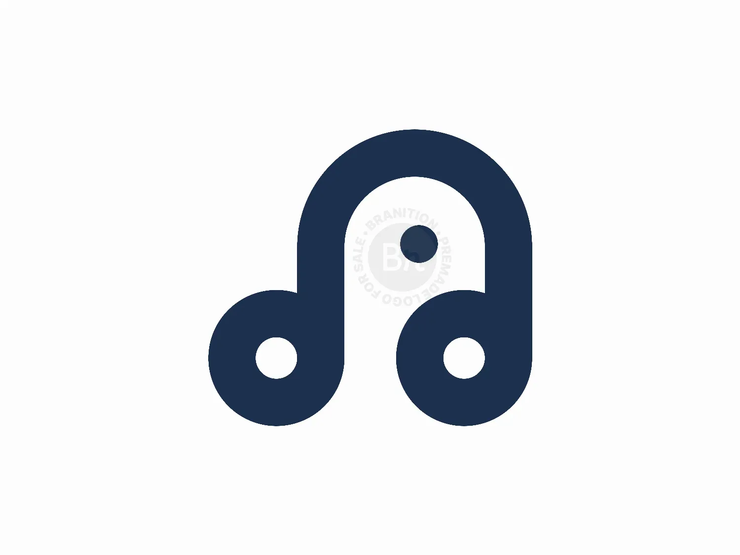 Abstract Music Note Headphone, Negative Space Bird Logo